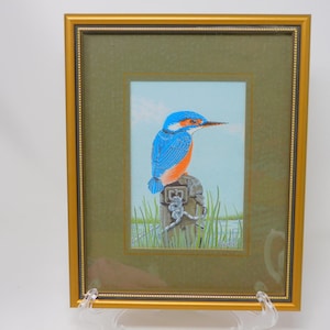Vintage Cash&#39;s gewebte Seide Bild: Eisvogel Vogel Art
