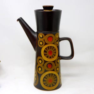 Cafetière Denby Arabesque vintage : grès Mid-Century, 31 cm