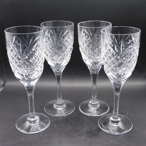 Vintage Cut Crystal Wine Goblets - Set of 4 Elegant Stemware