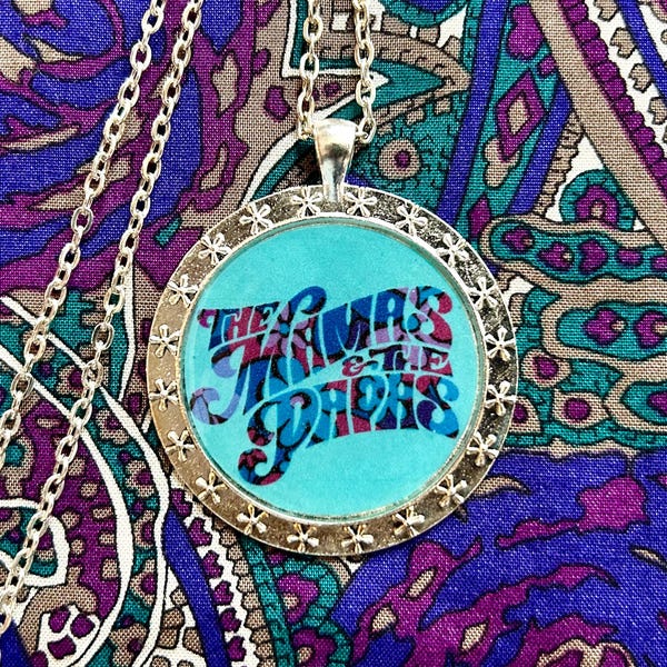 Mamas And Papas Necklace or Keychain/ 60s, 70s Pendant/ Hippie, Boho/ Music Festival Gift