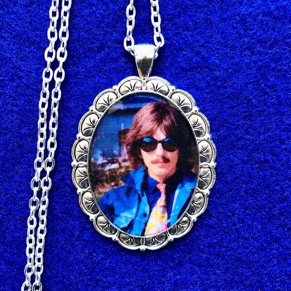 George Harrison Necklace or Keychain/ The Beatles/ 60s 70s Pendant/ Hippie, Music Festival/ Classic Rock