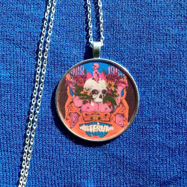 Winterland, Grateful Dead Necklace or Keychain/ Music Festival/ 60s 70s Pendant/ Hippie Psychedelic Jewelry