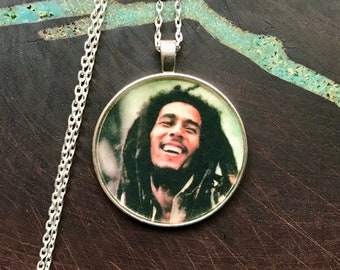 Bob Marley Necklace or Keychain/ Music Festival/ 60s 70s 80s Pendant/ Hippie Jewelry