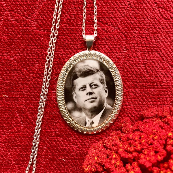 John F Kennedy Necklace or Keychain/ JFK/ Americana 50s, 60s Pendant/ Mod, Vintage, Classical Gift