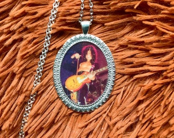 Jimmy Page, Led Zeppelin Necklace or Keychain/ 60s 70s Pendant/ Hippie, Psychedelic/ Classic Rock Jewelry/ Gift