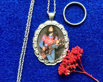 Jimmy Page, Led Zeppelin Necklace or Keychain/ 60s 70s Pendant/ Hippie, Psychedelic/ Classic Rock Jewelry/ Gift