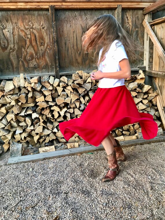 SALE! Red Corduroy Skirt/ Vintage Midi Square Dan… - image 6