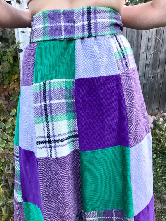 Vintage Patchwork Maxi Skirt/ Plaid Prairie Skirt… - image 5