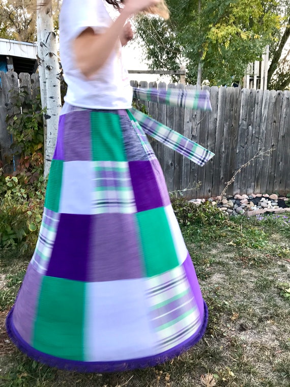 Vintage Patchwork Maxi Skirt/ Plaid Prairie Skirt… - image 7