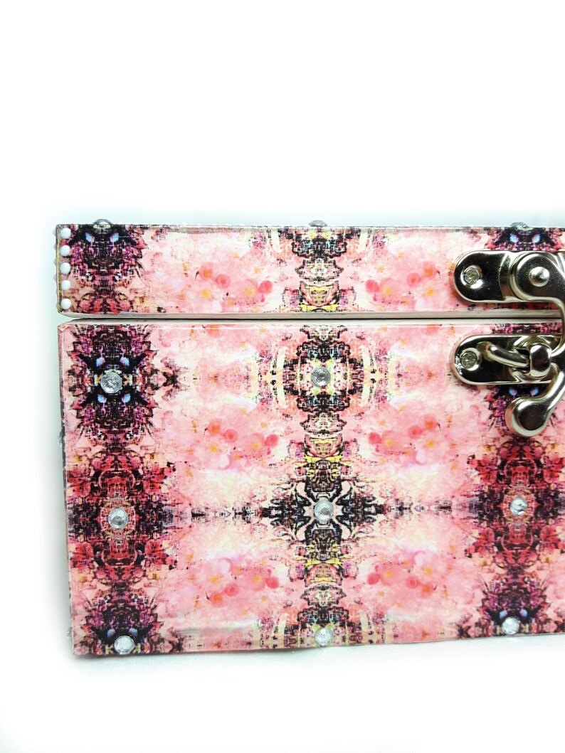 decoupage box pink sparkly box girls jewelry box pink silver box painted jewelry box womens butterfly box Pink butterfly jewellery box