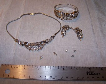 Trifari Set Pat.Pen. Alfred Philippe Silver Tone with Rhinestones