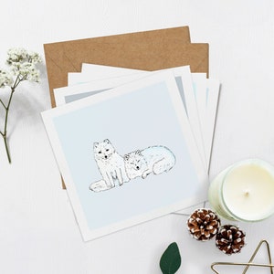 Winter Animals Pack of Four Illustrated Christmas Cards 148x148mm