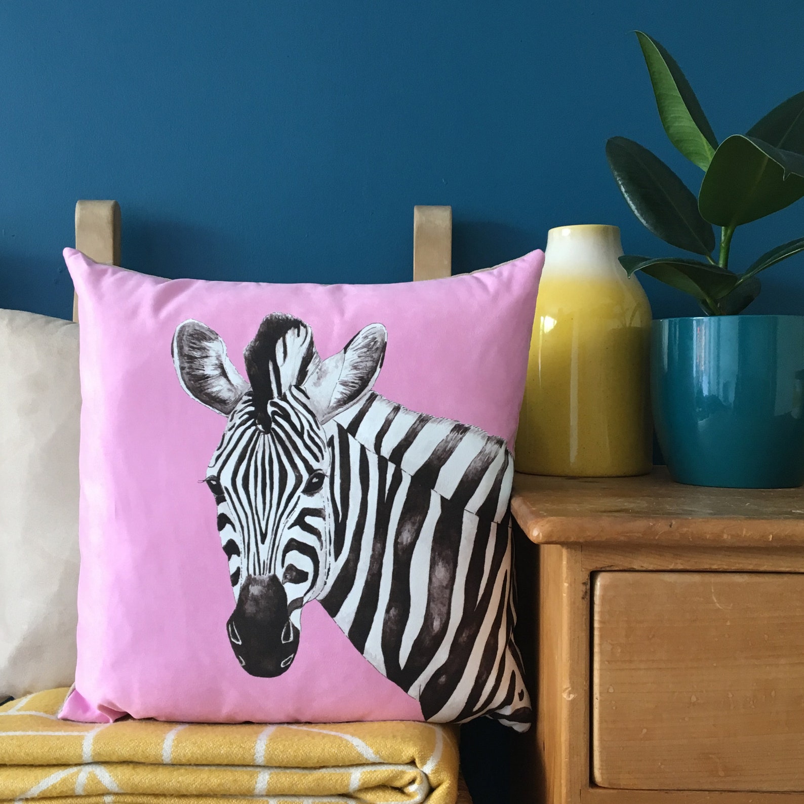 Illustrated Pink Zebra Cushion Printed Zebra Pillow Super Etsy