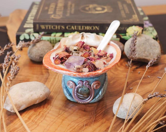 SALT CELLAR Offering Holder: Full Moon Himalayan Salt, Rose & Lavender