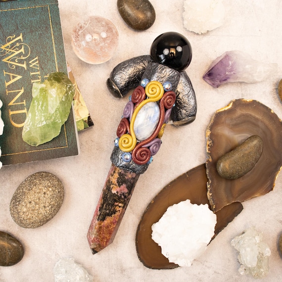 TRIPLE MOON GODDESS Crystal Wand - Meditation, Pagan, Witch, Manifestation, Spell