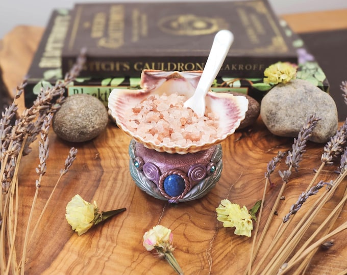 GODDESS SALT CELLAR: Lapis Lazuli & Malachite, Himalayan Moon-Charged Salt