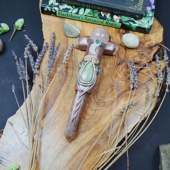 CRYSTAL WAND, MOON Goddess: Hematite, Kunzite, Rose Quartz