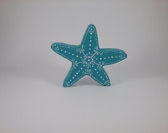 Starfish/desert turqoise/wood shelf sitter