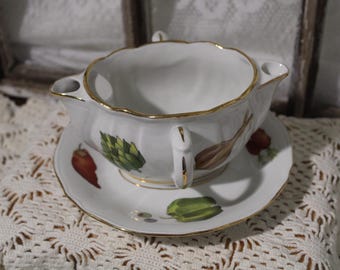 Lewis Lourioux "Le Faune" French Porcelain/ Vegetable pattern/ Gravy Boat