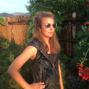 Burning Man - Faux Black Fur Zippered Hooded Vest