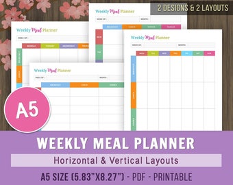 weekly meal planner printable meal planning calendar etsy calendar for meal planning