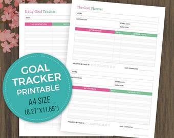 monthly goal tracker printable goal planner progress etsy