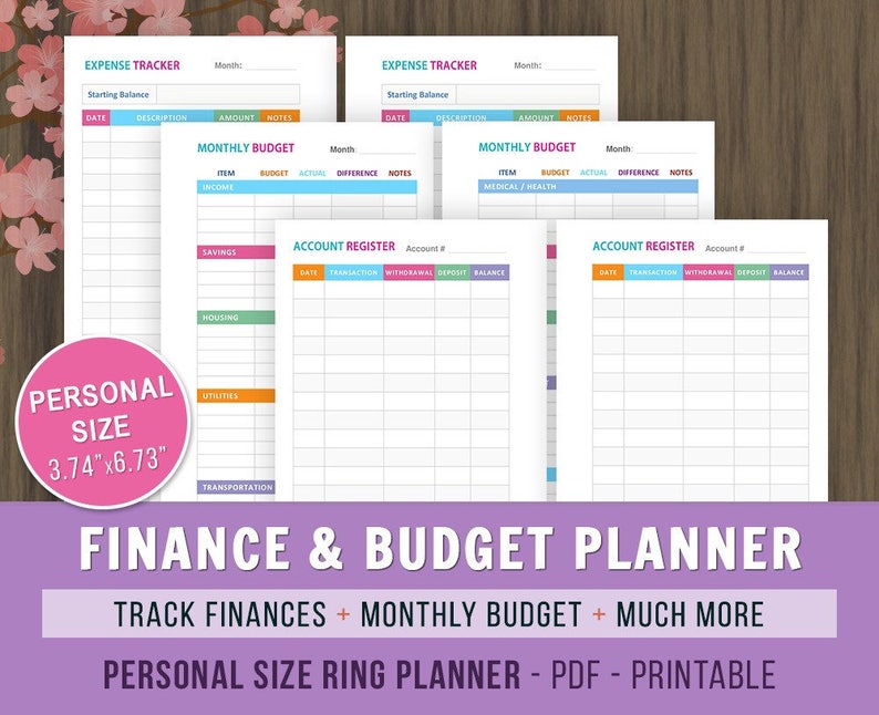 Personal Monthly Budget Planner, Printable Inserts, Family Budget ...
