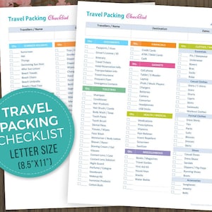 Travel Planner Checklist, Vacation Organizer, Holiday Packing Checklist, Printable Travel List, Travel Organizer, Letter Size, 8.5x11