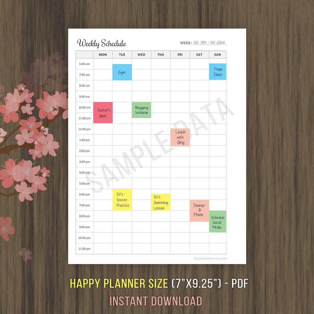 Happy Planner Inserts Weekly Schedule Printable Planner - Etsy