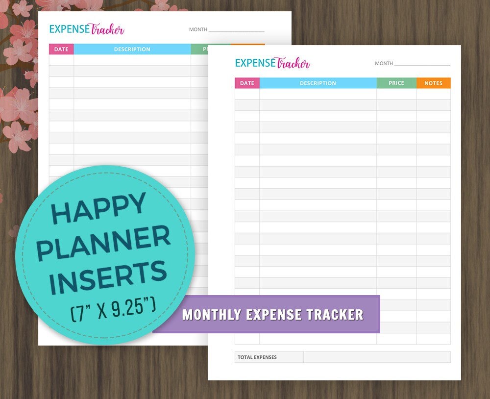 Happy Planner Inserts, Monthly Expense Tracker, Planner Printable ...