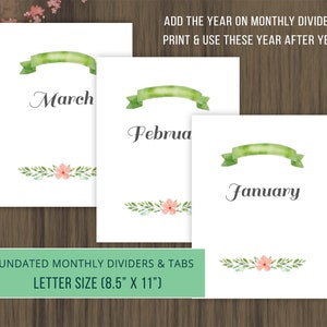 Planner Dividers Printable, Planner Tabs, Monthly Tabs, Planner Accessories, Monthly Divider Tabs, 12 Months Tabs, Organizer, pdf, 8.5x11