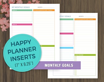 Happy Planner Pages, Monthly Goal Tracker Printable, Goal Planner Inserts, Progress Tracker, Planner Printables, Month Goal Tracker, pdf
