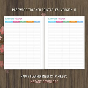 Happy Planner Inserts, Password Tracker Printable, Password Log Book ...