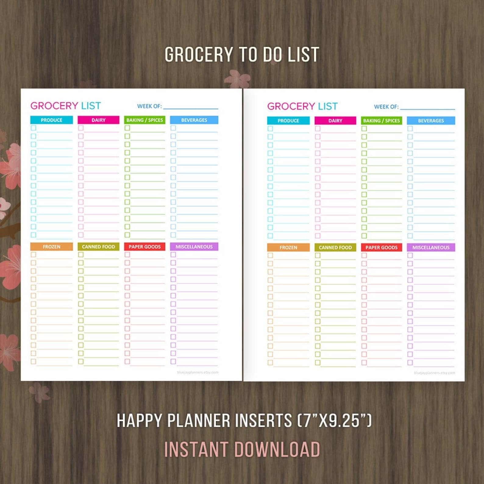 Happy Planner Inserts, Shopping List, Grocery List Printable, Grocery ...