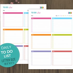 To Do List Printable, Todo Planner, To Do List Notebook, Daily Checklist, Daily ToDo, Daily Planner, Daily Schedule, Letter Size, 8.5x11 image 1