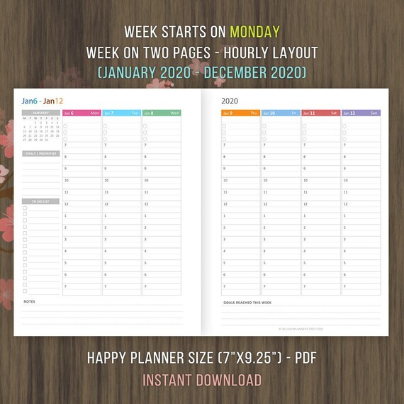 happy planner inserts weekly hourly planner 2020 printable daily planner weekly organizer wo2p refills mambi inserts hourly layout weekly hourly planner