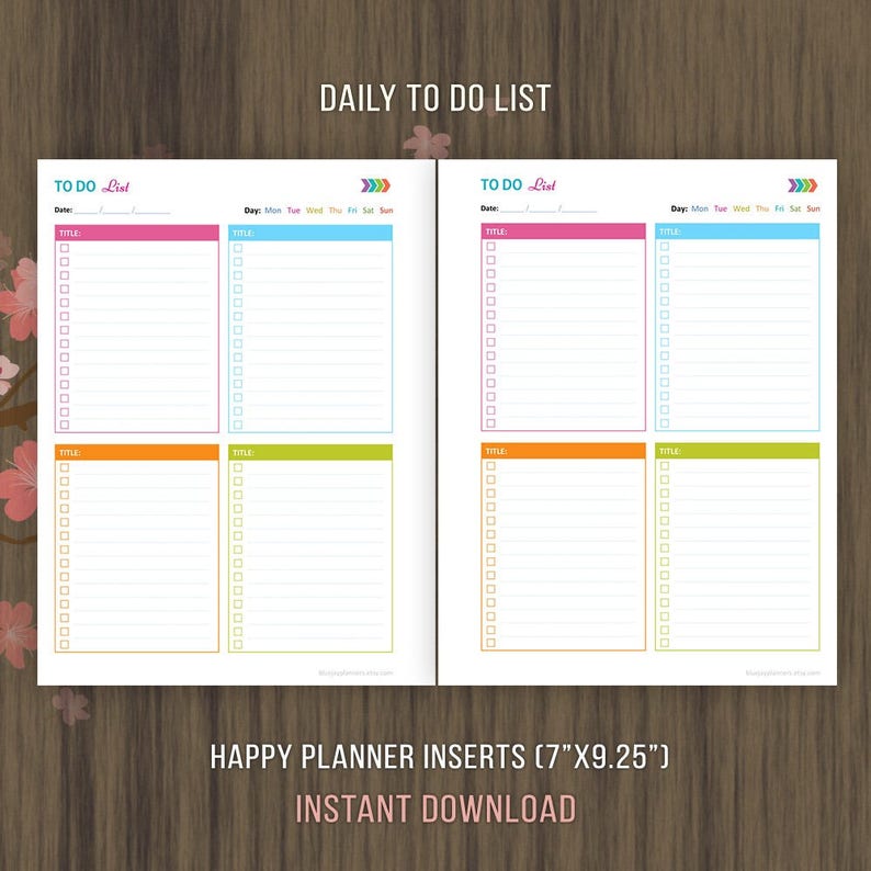 Happy Planner Inserts, to Do List Printable, Todo Planner, Daily to Do ...