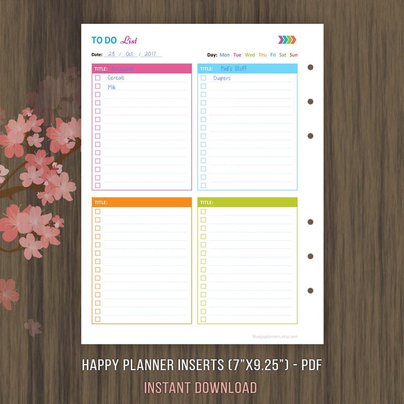 Happy Planner Inserts, to Do List Printable, Todo Planner, Daily to Do ...