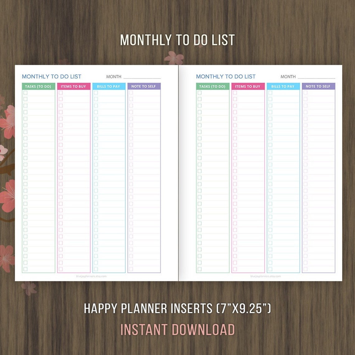 Happy Planner Pages, Monthly to Do List Printable, Todo Planner, to Do ...