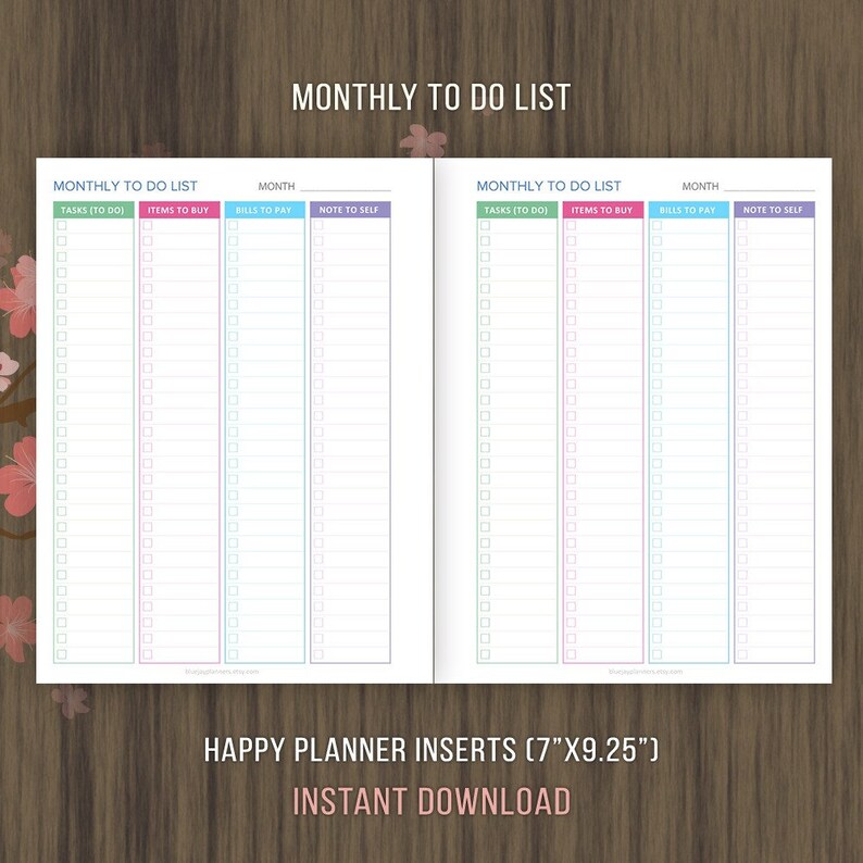 Happy Planner Pages, Monthly to Do List Printable, Todo Planner, to Do ...