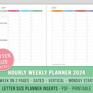 2024 WEEKLY Planner Insert Dated WO2P Horizontal Lined