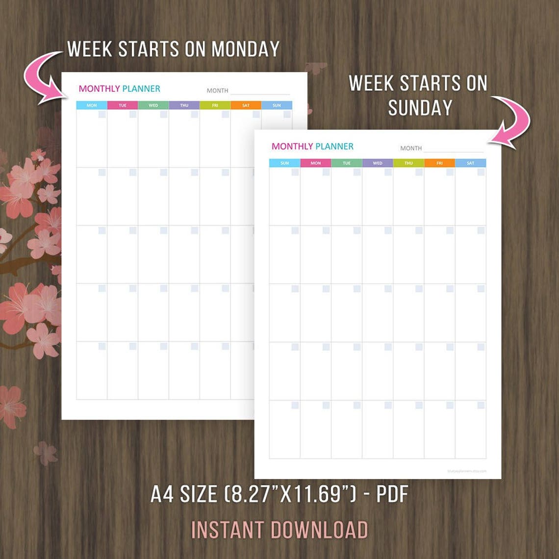 A4 Monthly Planner Printable Monthly Calendar Template A4 - Etsy
