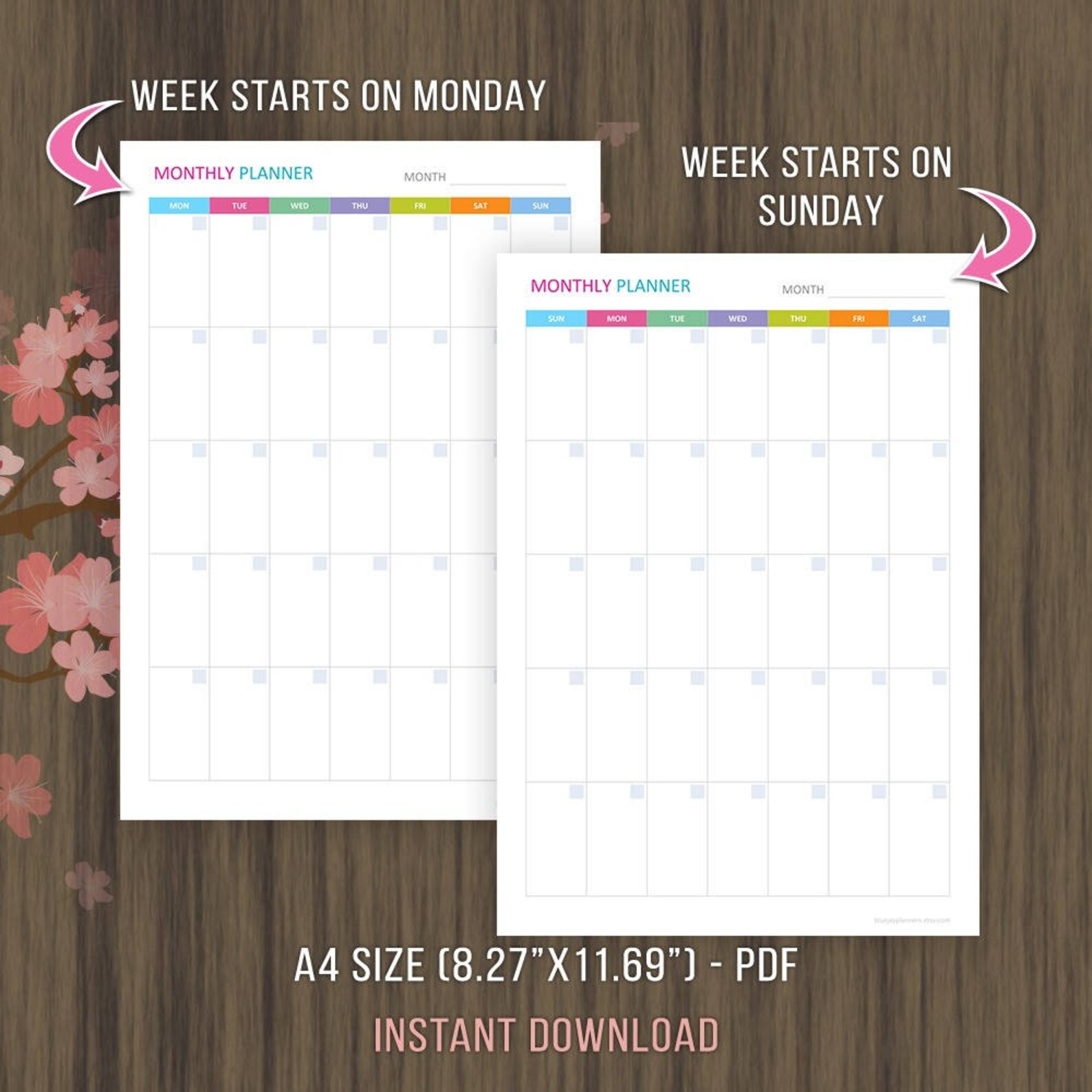 A4 Monthly Planner Printable Monthly Calendar Template A4 - Etsy