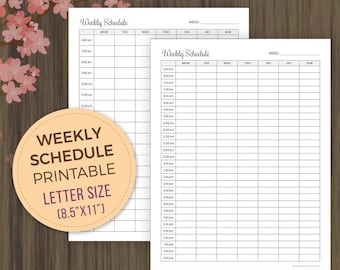 Weekly Schedule Printable Planner, Weekly Planner Pages, Weekly Planner, Letter Size, Weekly Organizer, Planner Printable, pdf, 8.5x11