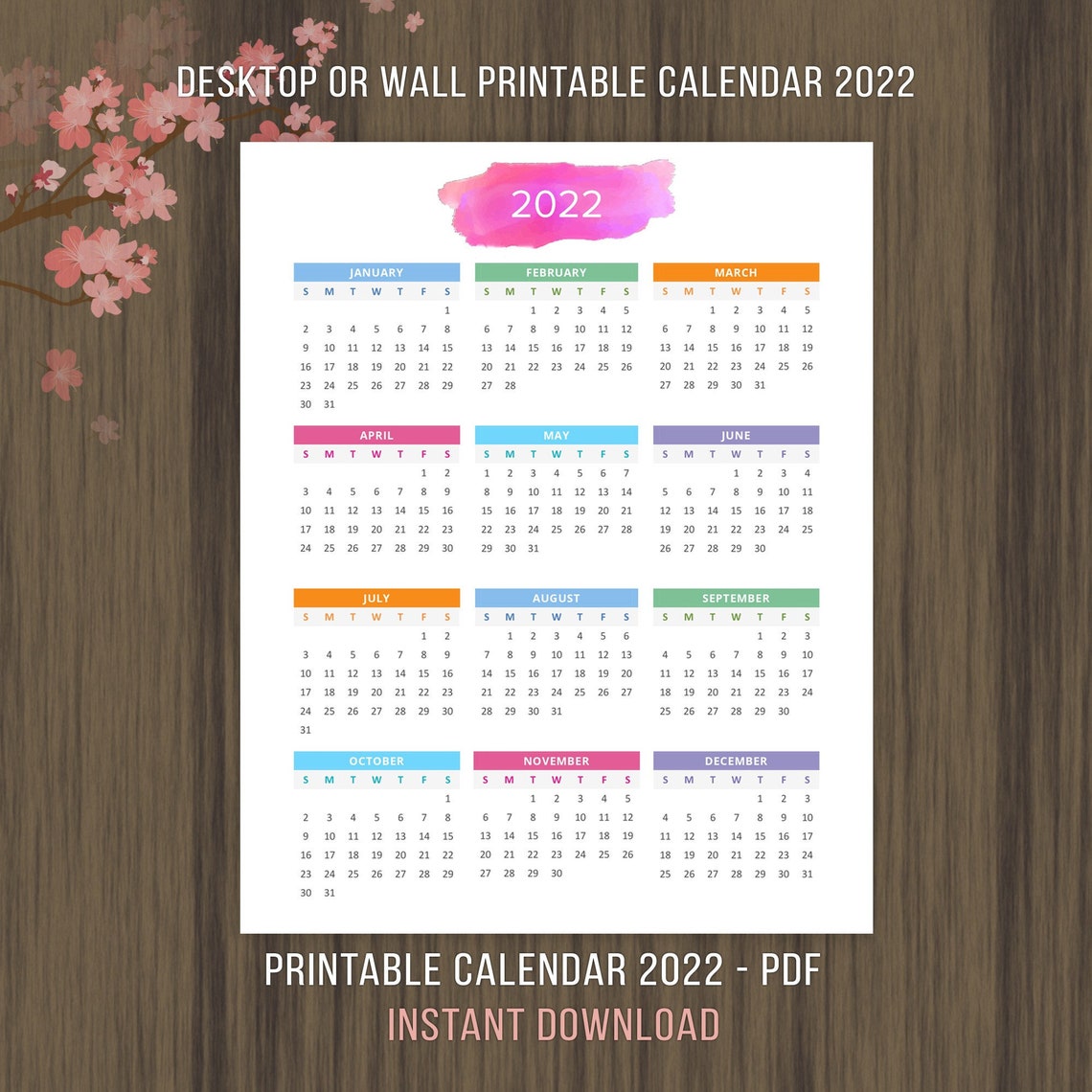 Planner Printable Calendar 2022 2023 Desktop Calendar Wall Etsy