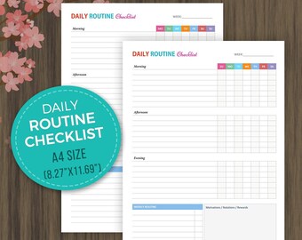 A5 Daily Routine Checklist Morning Afternoon Evening | Etsy