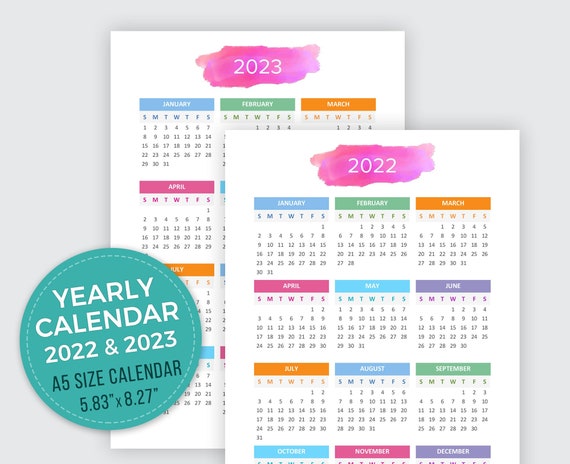 Uf Calendar 2023 To 2023 A5 Printable Calendar 2022 2023 Desktop Calendar Landscape | Etsy Australia