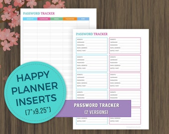 Happy Planner Inserts, Password Tracker Printable, Password Log Book, Password Organizer, MAMBI, Password Printable, Discbound Planner