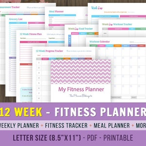 12 Week Fitness Planner, Fitness Journal, Weight Loss Journal, Fitness ...