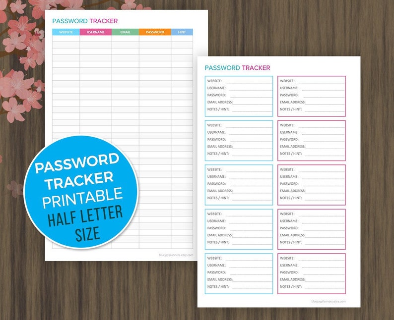 Password Tracker Printable, Password Log, Password Organizer, Planner ...
